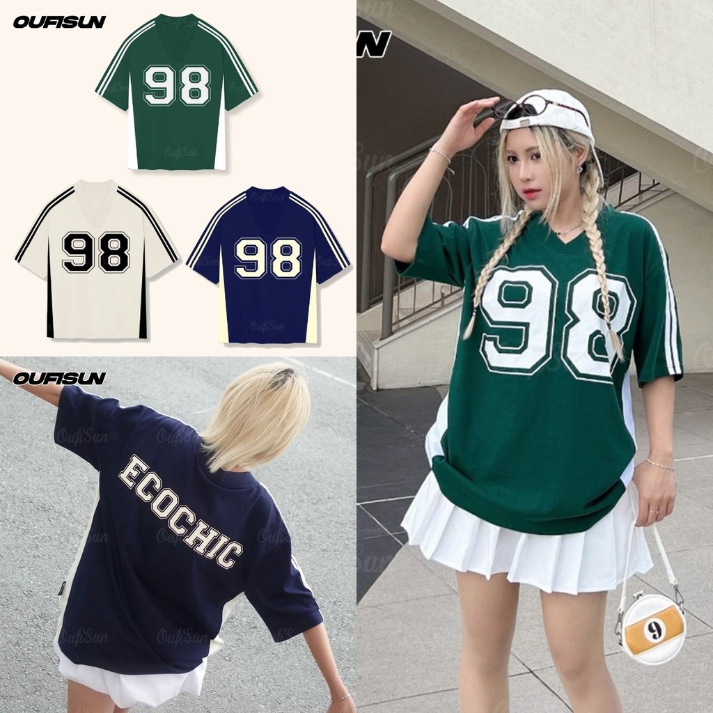 เสื้อยืดผู้หญิงสไตล์เกาหลี NO.98 เสื้อกีฬา Unisex Oversize หลวมเสื้อยืด Streetwear สําหรับผู้ชายและผู้หญิง Hot Trend 2024