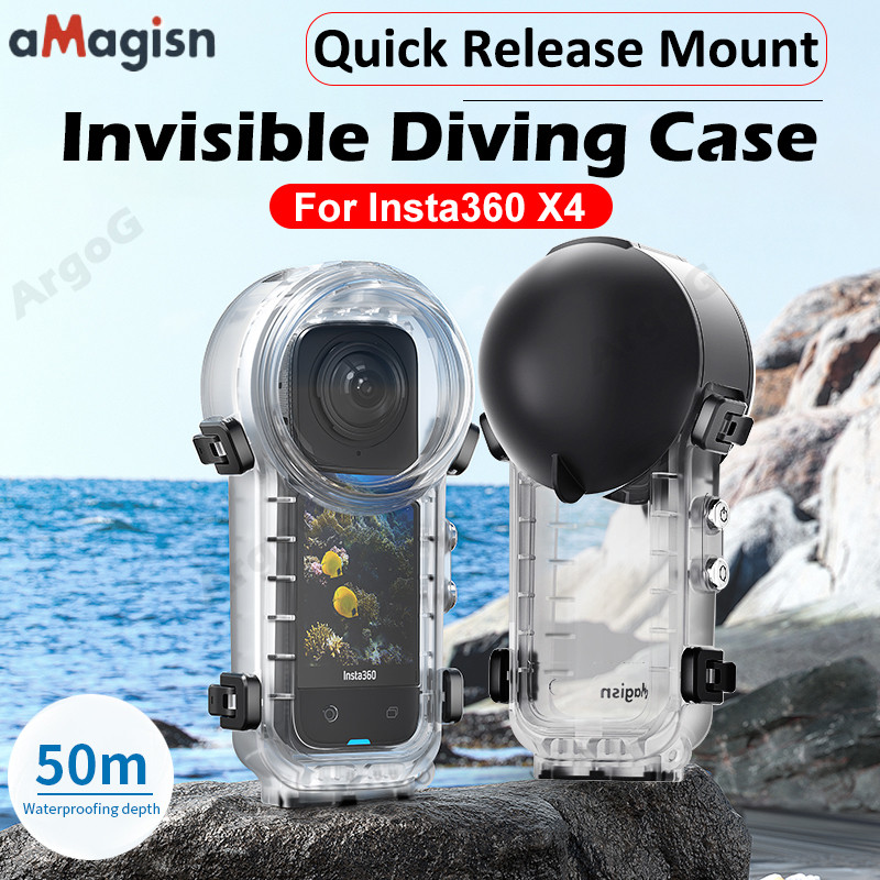 Amagisn ที่มองไม่เห็นกันน้ําสําหรับ Insta360 X4 Quick Release Connector Mount 50M กันน้ําดําน้ํากรณี Insta360 X4 อุปกรณ์เสริม
