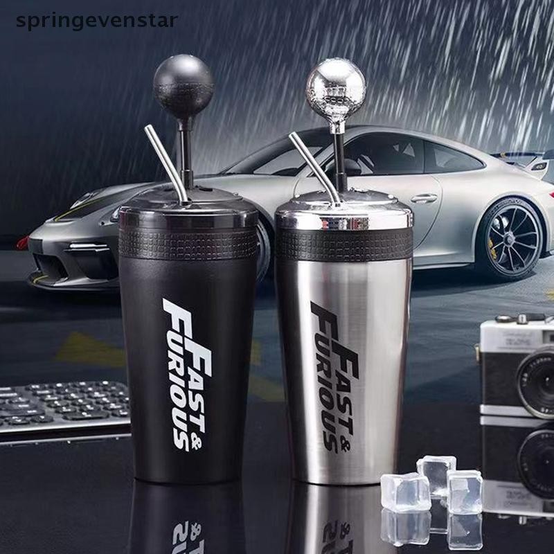 Springevenstar Fast Gear Shift Cup 304 สแตนเลสถ้วยสูญญากาศ Fast and Furious 10 ถ้วยฟางแบบพกพากระติกน้ําร้อน Springevenstar
