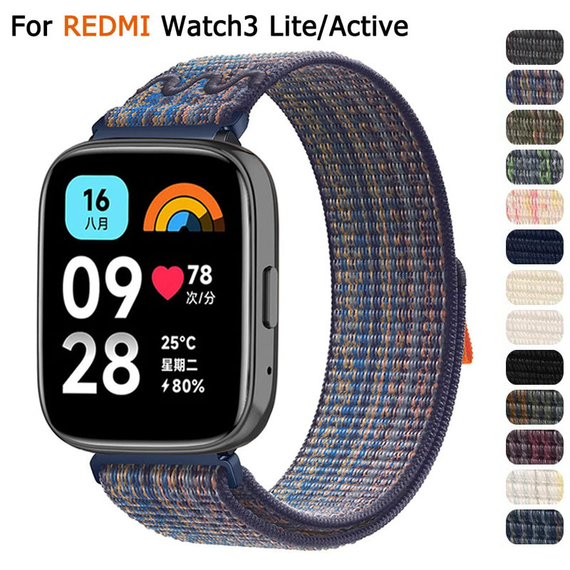 กีฬาสายรัดสําหรับ Redmi นาฬิกา 3 Lite สายไนลอนสําหรับ Xiaomi Mi Watch3 Active สายรัดข้อมือสาน 20 มม.22 มม.สร้อยข้อมือ