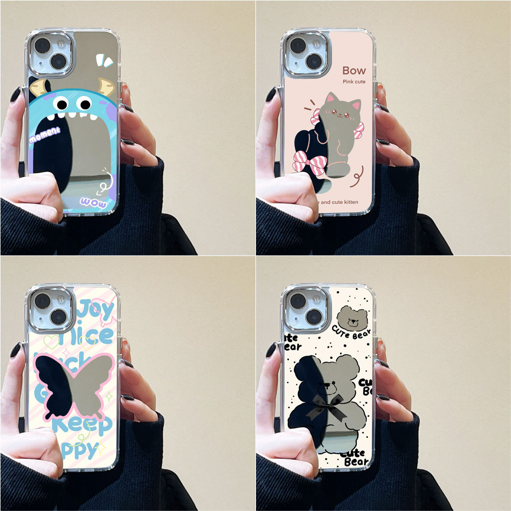 TPU กระจกแต่งหน้าเคส For iPhone 11 16 15 13 14 12 Pro Max 16pro 15pro 13pro 16promax 13promax 15promax เคสโทรศัพท์มือถือ