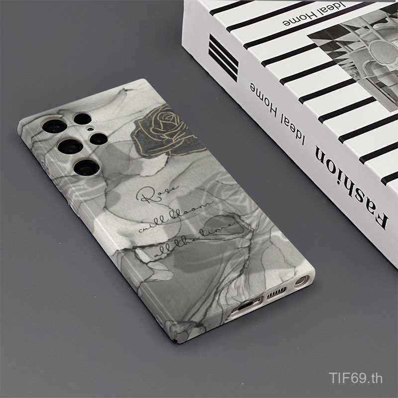เคสมือถือซัมซุงรุ่นเกาหลี Retro Ink Rose เข้ากันได้กับ S22 S23 S24 PLUS เคสมือถือ A23 A53 A73 4G/5G 