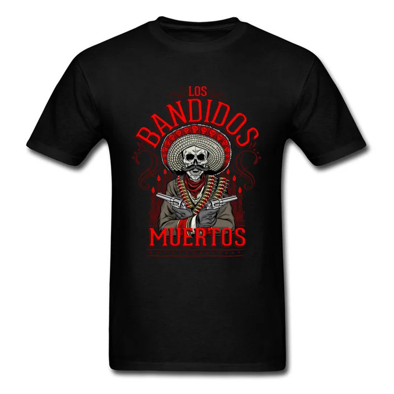The Dead Bandit ผู้ชายเสื้อยืดสไตล์ hipster สีดำ Tees Skull cotton T เสื้อฟิตเนสเสื้อผ้า Dead Bandit พิมพ์