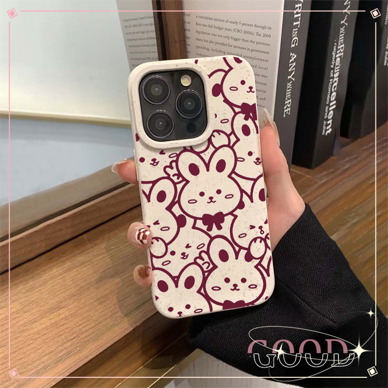 Good ส่งจากไทย เคสโทรศัพท์มือถือนิ่ม เคสไอโฟน สําหรับ iPhone 15 14 13 12 11Promax 7 8 Plus X XR XSMax สีชมพู กระต่าย