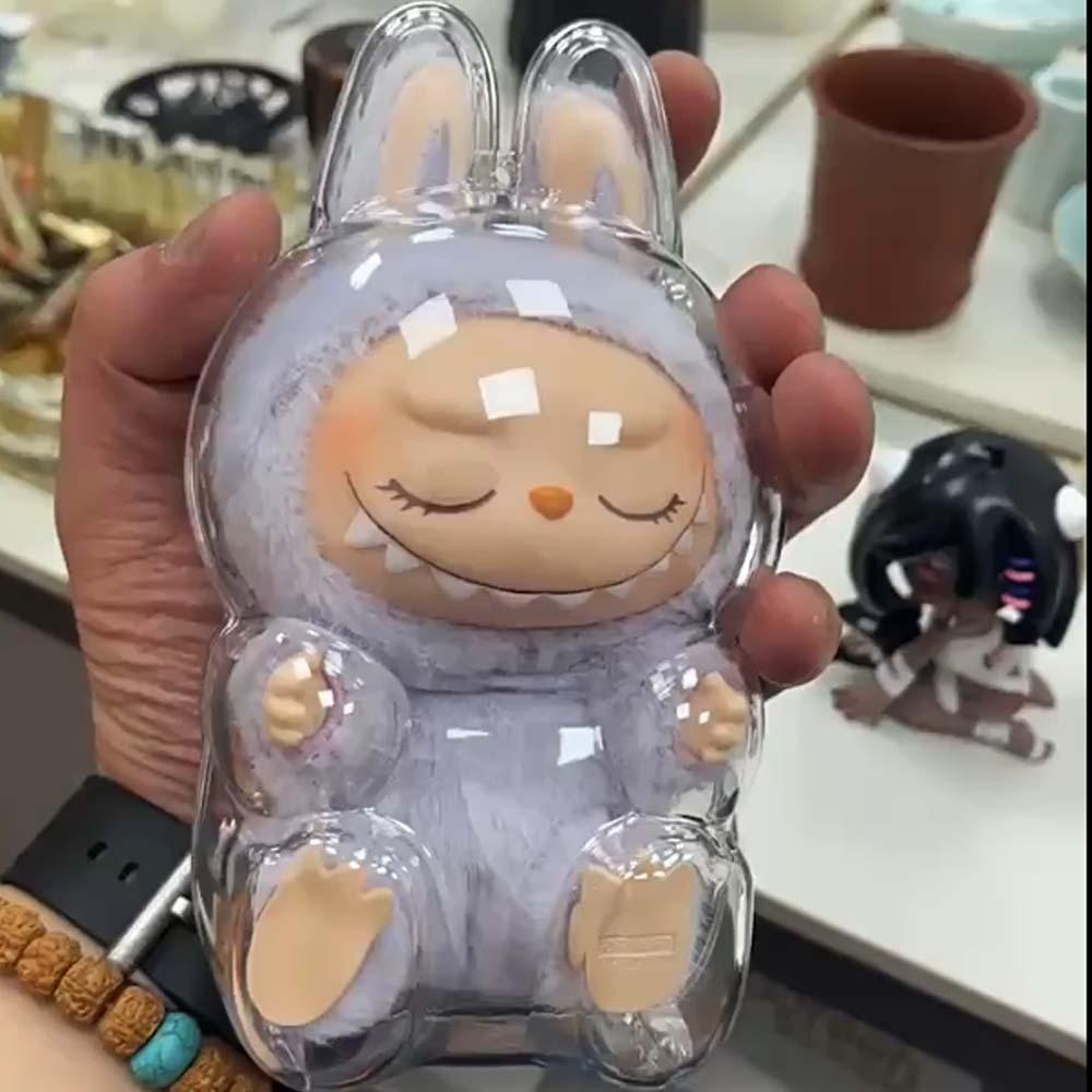 Solarflux Labubu เกราะป้องกัน, กันน้ํา Anti-lost Sit Down Labubu กระเป๋าเก็บ, ทนทาน Peadant แขวนกระเป๋าแบบพกพาโปร่งใสฝุ่นกลางแจ้ง