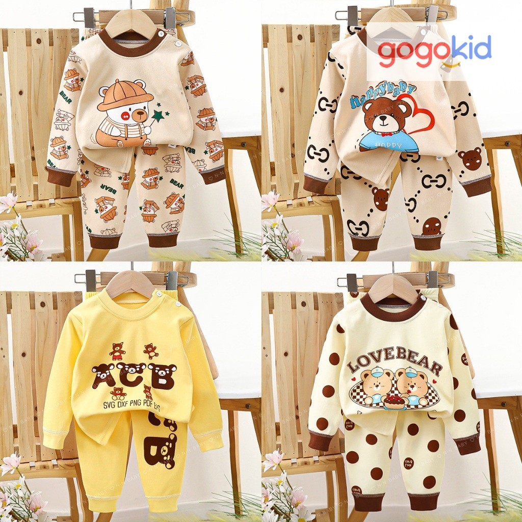 ชุดนอนแขนยาว ขายาว เสื้อผ้าเด็ก ชุดนอนกันหนาว ผ้าcotton ใส่ได้ทั้งเด็กผู้หญิงและผู้ชาย