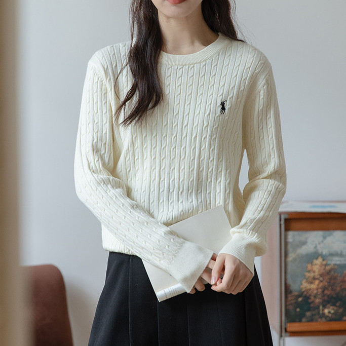 ฤดูใบไม้ร่วงใหม่9สีแขนยาว+แขนสั้นม้าโลโก้เสื้อกันหนาวสําหรับผู้หญิงเสื้อถักหลวม - รูปที่ 2