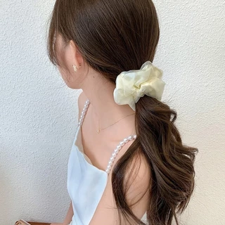 สีทึบตาข่ายที่เรียบง่ายขนาดใหญ่ลําไส้ผูกผมแฟชั่นที่สง่างามอเนกประสงค์ผม รโป ฝรั่งเศสหวานสดผูกผมอุปกรณ์