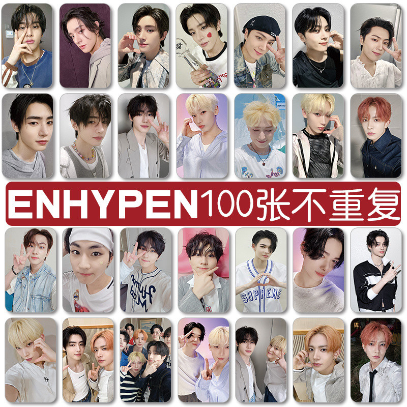 ส่วนลดผลิตภัณฑ์ใหม่ enhypen Photocard 100 ชิ้น Non-Repetitive Park seung-hun สินค้า Li Xi-seung Kim Sun-woo ของขวัญภาพถ่ายพิมพ์ด้วยตนเองสําหรับสาว I