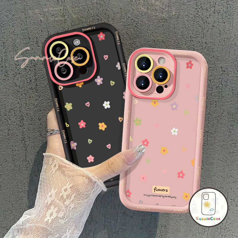 เคส Oppo A16K A18 A17K A17 A16 A74 A5s A15 A57 A3s A78A58 A54 A38 A12 A7A55 A31 Reno 8T 6 ดอกไม้ การ์ตูน ง่าย ๆ คู่ เคส