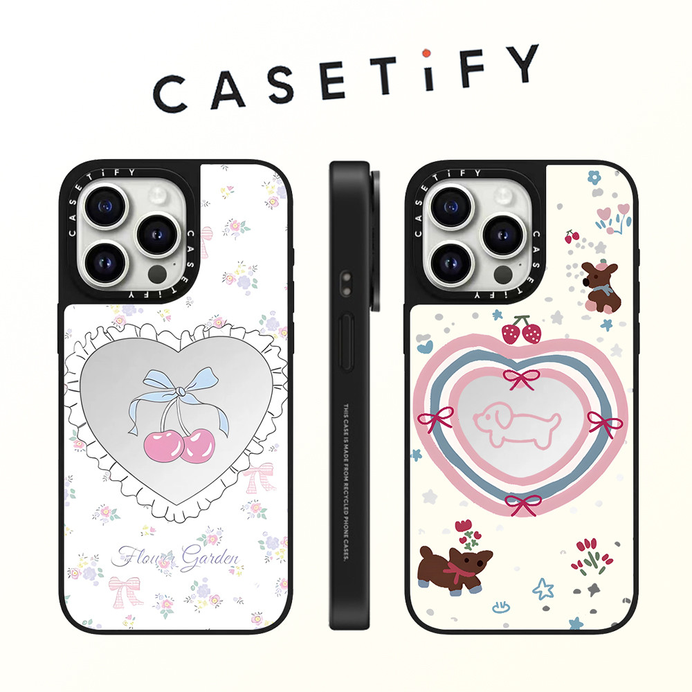 Casetify Cherry Rabbit Strawberry Dog mirror face เคสโทรศัพท์สําหรับ iPhone 16 Pro Max 15 Plus 14 ProMax 13 12Pro 11 โทรศัพท์กันกระแทกขอบนุ่มฮาร์ดป้องกันกรณี