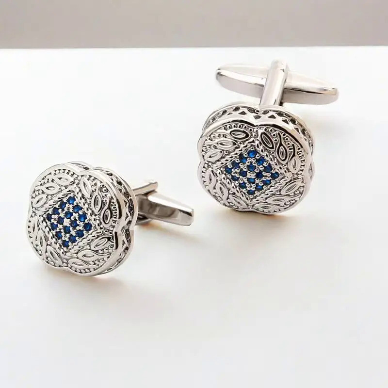 French Business Cufflinks Banquet Gift Cufflinks Men's High-end Crystal Zircon Cufflinks Wedding Cuf