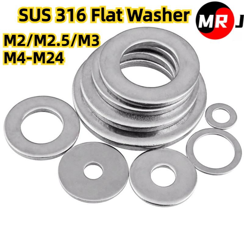 [MRJ] สแตนเลส 316 ปะเก็นแบนหนาปะเก็นแบนขนาดใหญ่พิเศษ M2/M2.5/M3/M4-M24 ปะเก็นโลหะบางเฉียบ