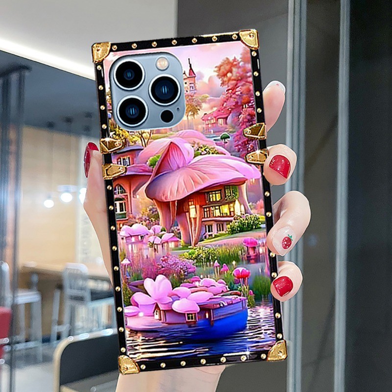ปลอกOPPO A6 Pro 5G A5 A5X A3 A3X A60 A38 A18 A79 A98 A78 A58 A57 A76 A17 A95 A55 A16 A15 A31 แฟชั่นCreative Squareรูปแบบที่สวยงามกันกระแทกเคสโทรศัพท์