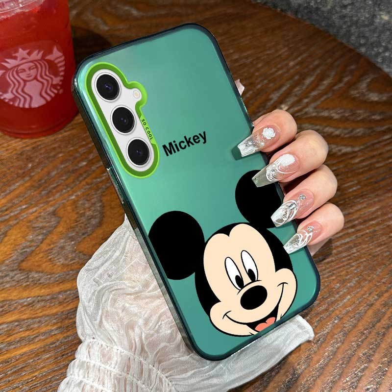 Samsung Galaxy S24 FE s24FE S23 FE S24+ Plus S23 S24 Ultra ทนทานกรณีพลาสติกเคลือบการ์ตูนแฟชั่น Mickey Candy สีกันชนฝาครอบ