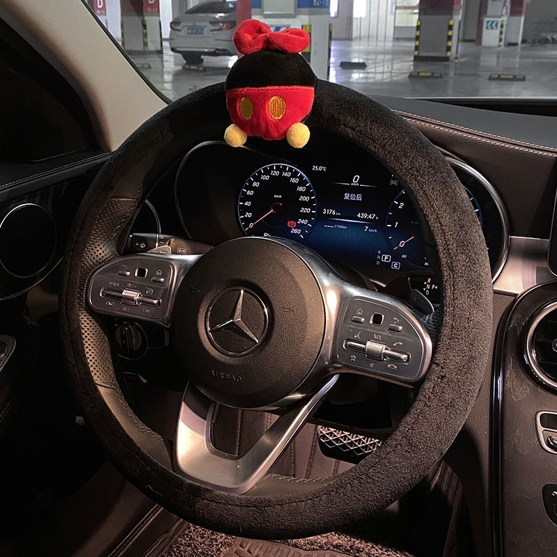 [ตกแต่งรถน่ารักสไตล์ใหม่] ที่หุ้มพวงมาลัยรถยนต์ฤดูหนาวตุ๊กตาสั้นสี่ฤดูกาลสากลหญิงเกาหลีน่ารักการ์ตูนขนยาวฝาครอบมือจับเบนซ์ - รูปที่ 2