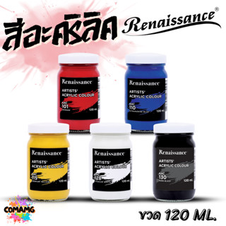 Renaissance สีอะคริลิค Artists acrylic color กันน้ำ แบบขวด ข…