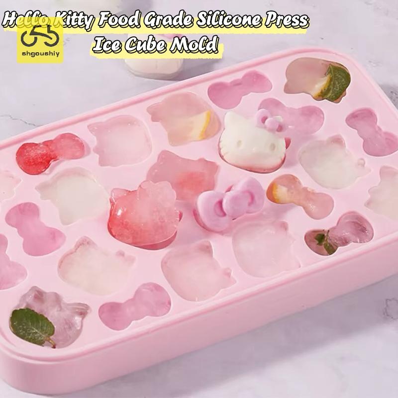 [Shgoushiy] Kawaii Sanrio Hello Kitty ซิลิโคนกดถาดน้ําแข็งการ์ตูนเกรดอาหาร Ice Cube แม่พิมพ์บ้านตู้เย็นน้ําแข็งทํากล่องเก็บ TH