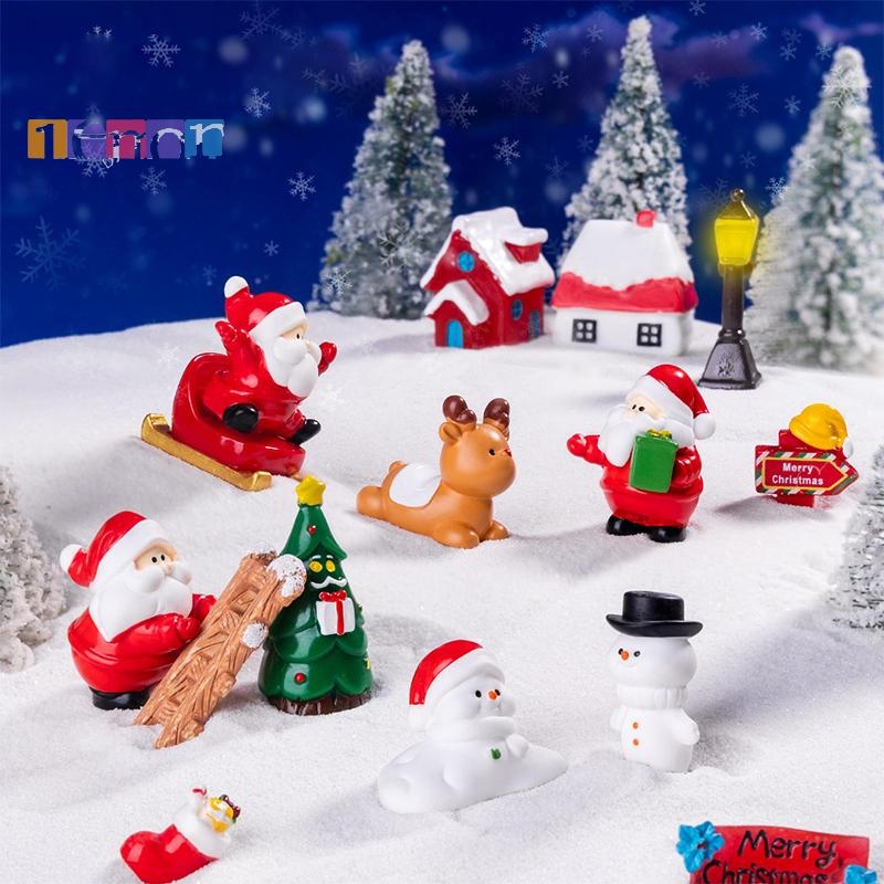 [Lemon] น่ารัก Snowman Santa Claus เครื่องประดับตกแต่งคริสต์มาส Creative DIY เดสก์ท็อปเครื่องประดับขนาดเล็ก Miniature Figurines Xmas ของขวัญใหม่