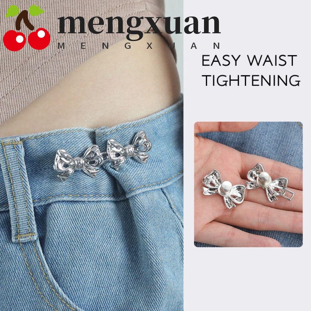 Mengxuan โบว์กางเกงปุ่มกระชับ, Bowknot Alloy Jean Fit กระชับหัวเข็มขัด, บุคลิกภาพเอวหัวเข็มขัดปุ่ม Clasps Bronze Jean ปุ่มสําหรับกางเกงยีนส์หลวมของขวัญ