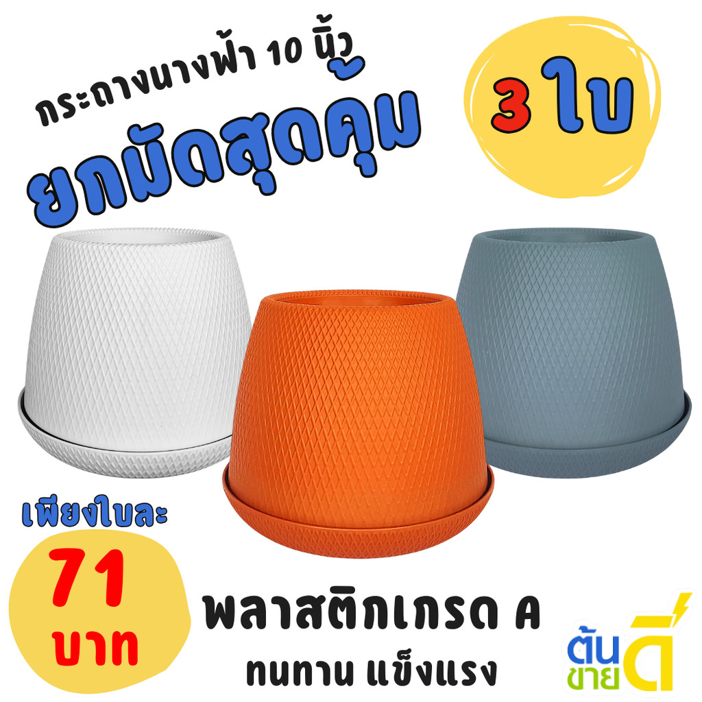 กระถาง กระถางต้นไม้ มินิมอล นางฟ้า ขนาด 10 นิ้ว สีดำ สีขาว สีเทา สีอิฐ Bundle 3 ใบ ชิ้น อัน