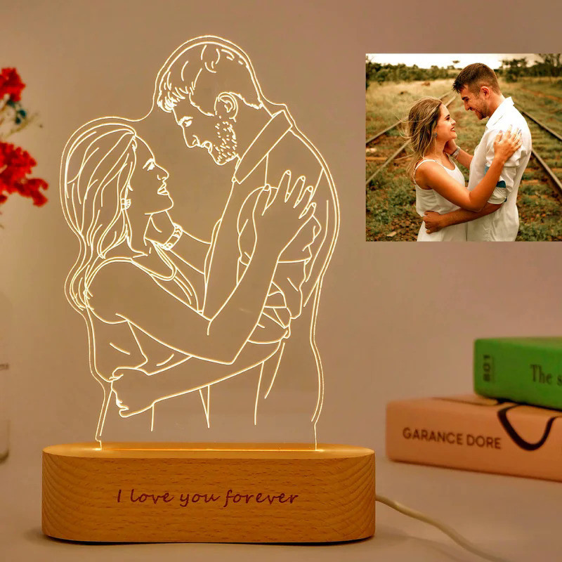 Personalized Photo 3D Lamp Customized Wedding Anniversary Valentines Day Gift Night Light Picture Te