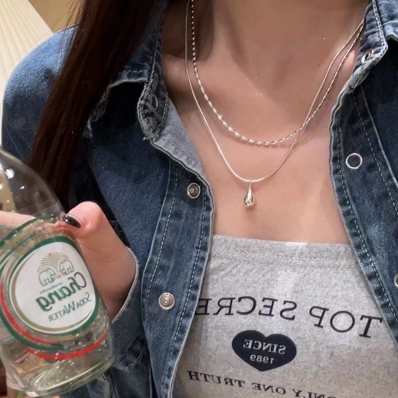 Waterdrop สร้อยคอ Clavicle Chain Choker เครื่องประดับเงินอุปกรณ์เสริม
