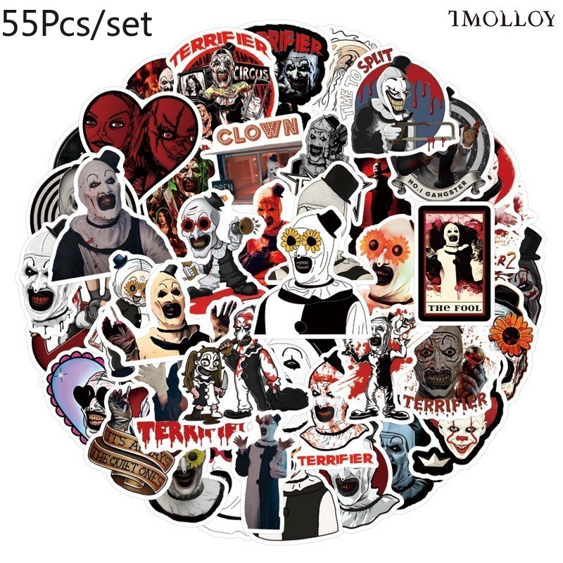 [T] 55 ชิ้น/เซ็ต Terrifier สติกเกอร์สติกเกอร์กันน้ํารูปลอกสําหรับของเล่น