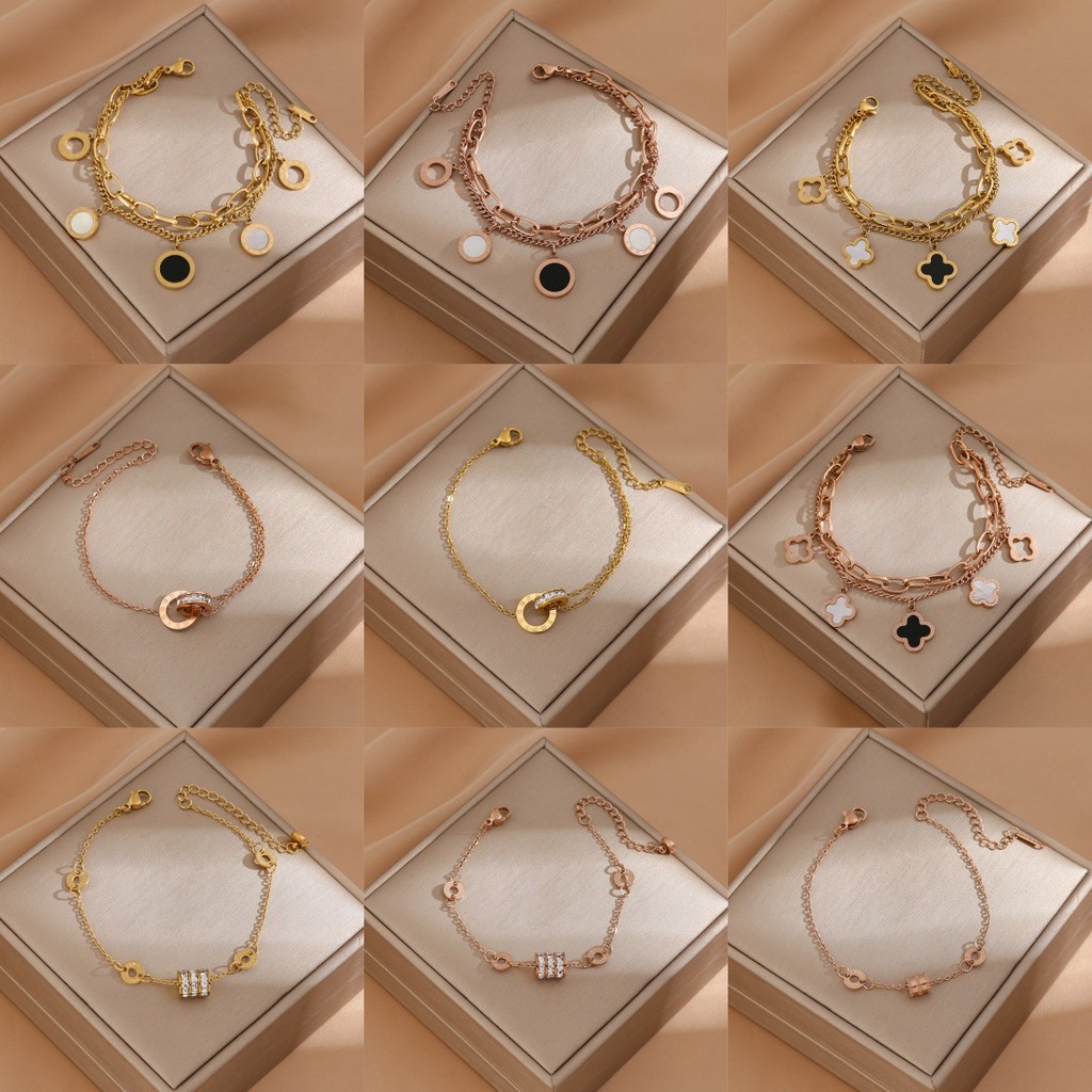 (( ลิงค์รวม) ยุโรปสไตล์อเมริกันสร้อยข้อมือเหล็กไทเทเนียมหญิงเวอร์ชั่นเกาหลีสแตนเ