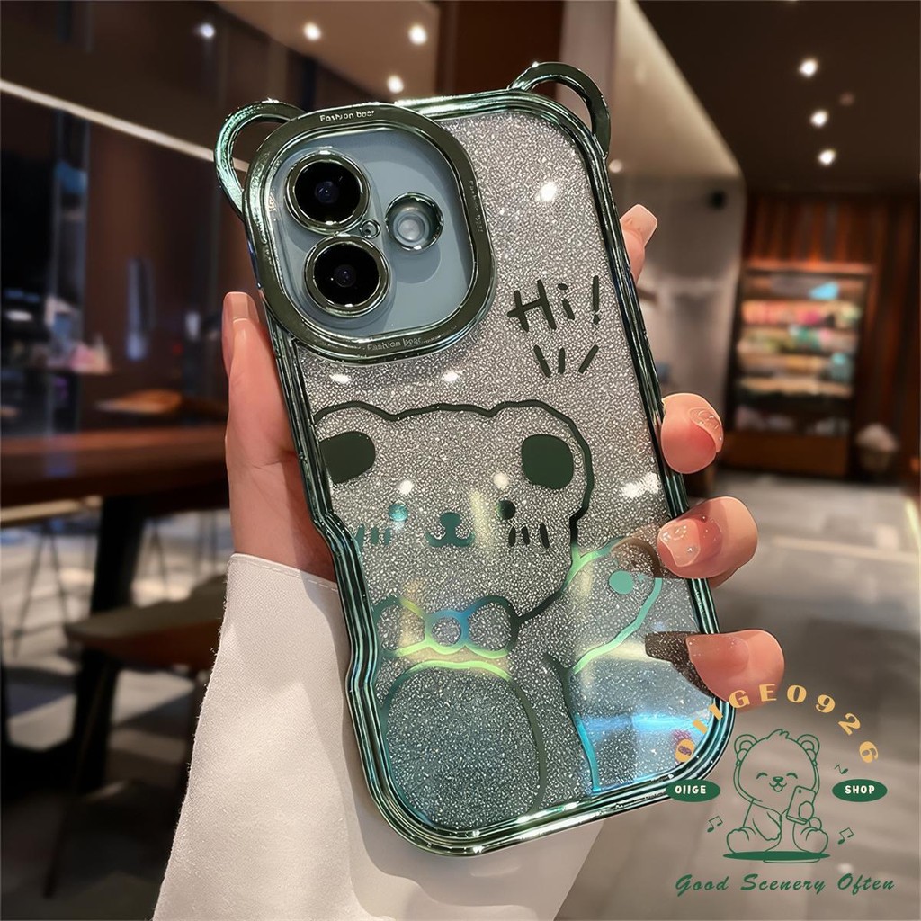เคส iphone16 Plating bear Glitter เคสโทรศัพท์ iphone16 Pro Max 15 14 13 12 11 เคสสําหรับเคส iPhone นิ่มซิลิโคน TPU กันกระแทก - รูปที่ 4