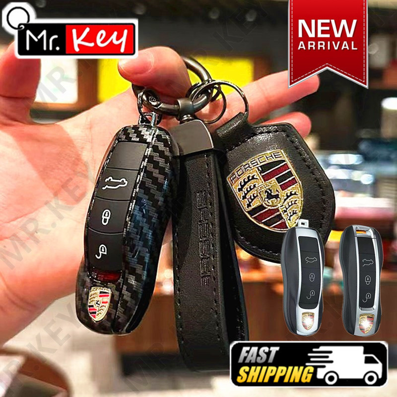 [Mr.Key] ฝาครอบกุญแจรถสไตล์คาร์บอนไฟเบอร์สําหรับ Porsche 2011-2024 Panamera Macan 718 Cayenne 911