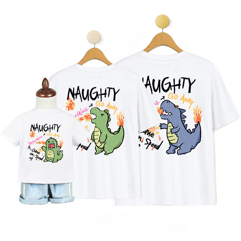 🔥พร้อมส่ง&COD🔥RINA STUDIO เสื้อผ้าพ่อแม่ลูกเสื้อผ้าฤดูร้อนแขนสั้นพิมพ์เสื้อยืดไดโนเสาร์