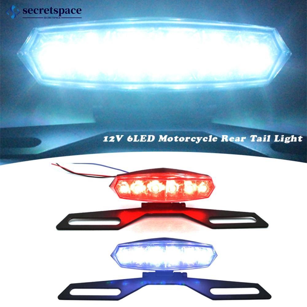 Secretspace 12V 6LED รถจักรยานยนต์ไฟท้ายด้านหลังไฟท้ายเบรคหยุด Light พร้อมขายึด Racer อุปกรณ์มอเตอร์ไซค์ P7Q4