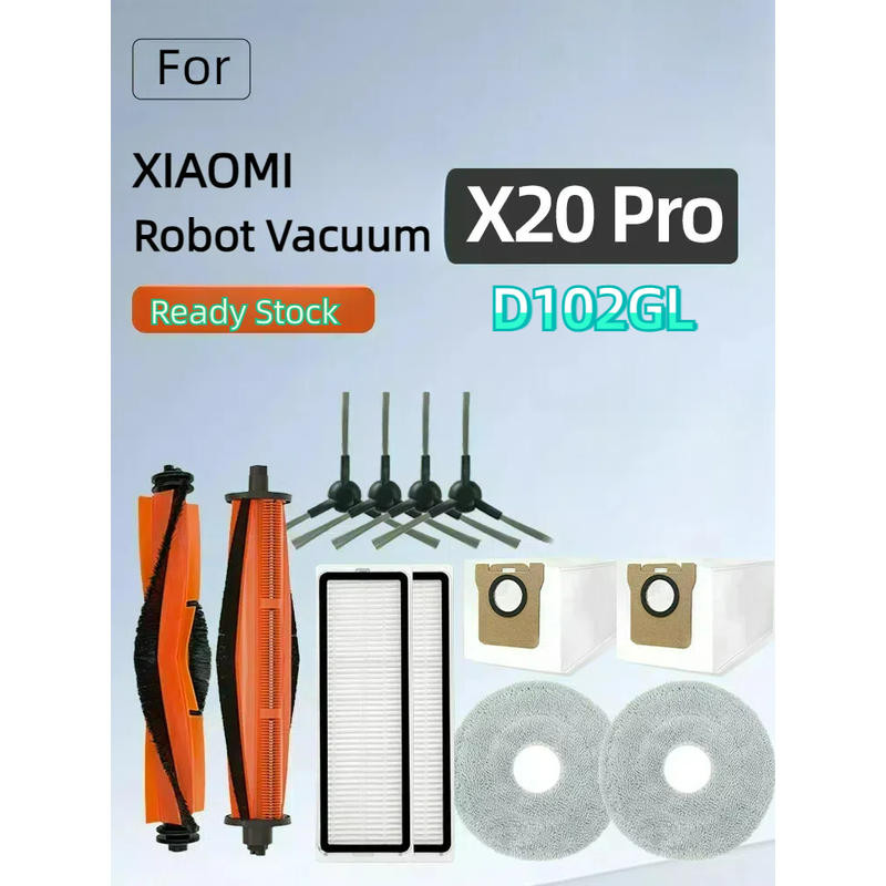 Xiaomi Robot Vacuum X20 Pro D102GL อุปกรณ์เสริมหลักแปรงด้านข้าง Mop Filter Mop แผ่นถุงเก็บฝุ่นอะไหล่