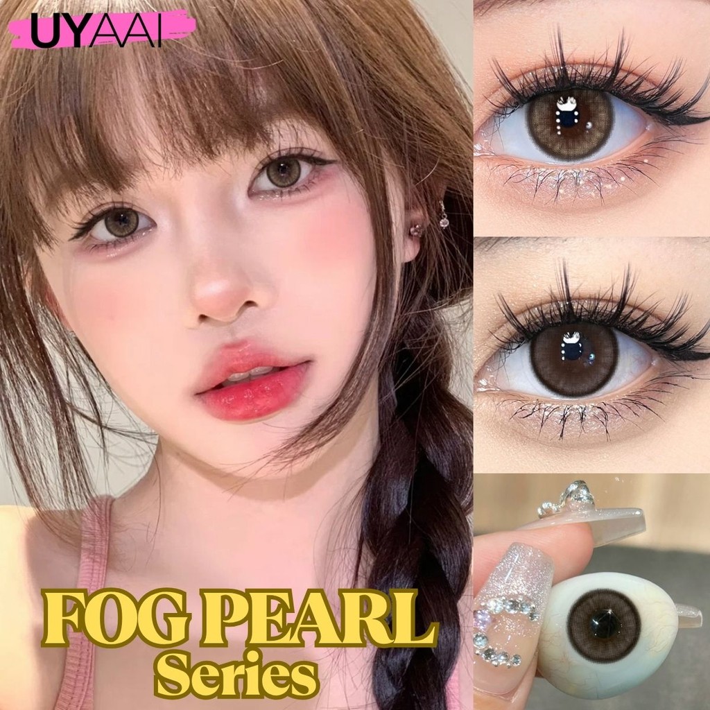 UYAAI x FRESHLADY คอนแทคเลนส์ สีน้ําตาล kitty 14.0 มม. fog pearl Series 2 ชิ้น