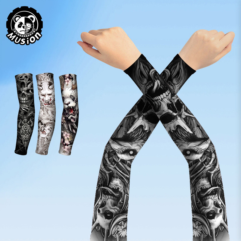 Musion Anti-UV/ฝุ่น Tattoo แขนไม่มีรอยต่อมือถุงเท้าแขนแขนตกปลารถจักรยานยนต์จักรยาน Unisex Tattoo Sleeve ชุดคู่