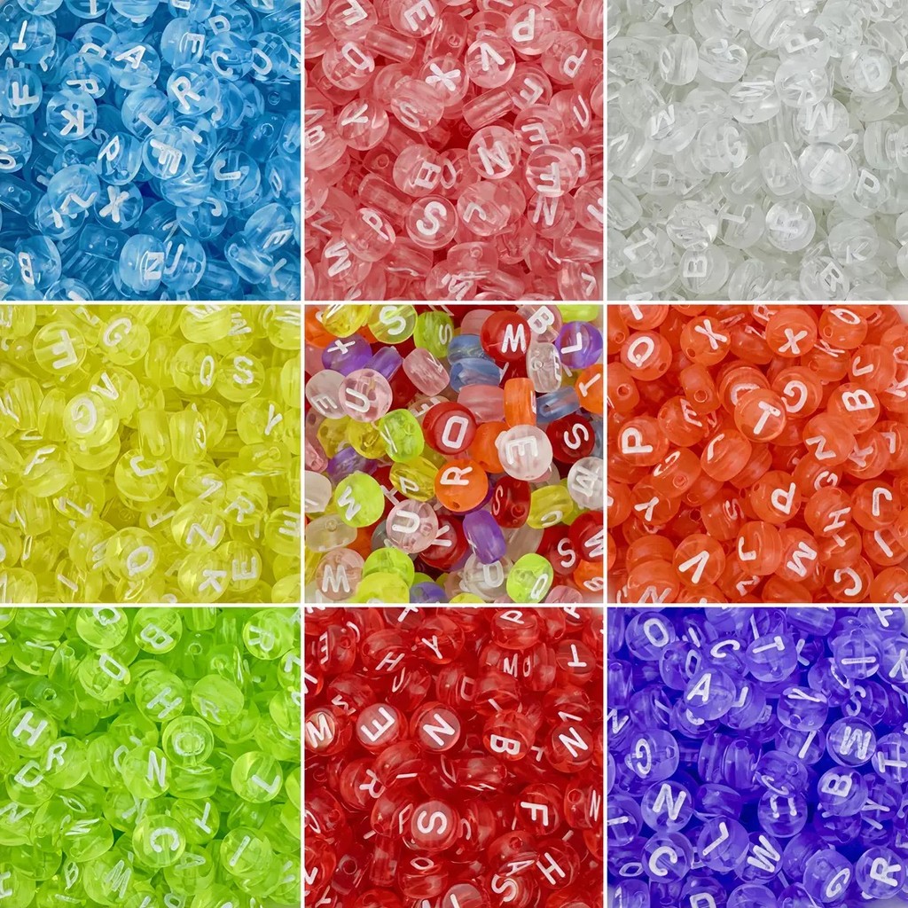 ตัวอักษรลูกปัดอะคริลิค 4x7 มิลลิเมตร สีสันสดใส สำหรับงาน DIY และ crafting