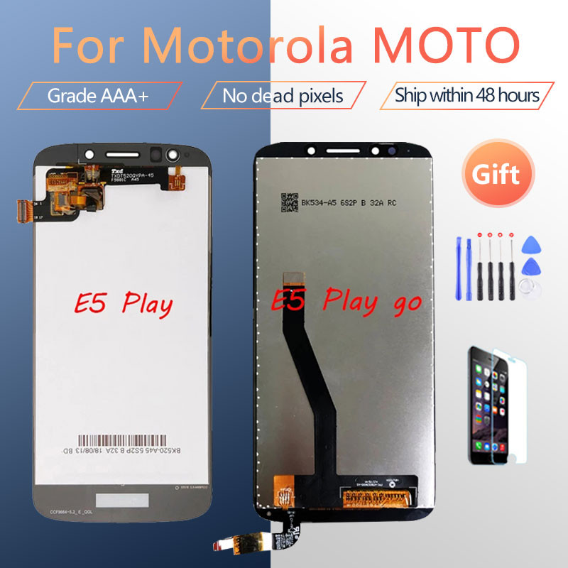 สําหรับ Motorola MOTO E5 Play MOTO E5 Play go Original LCD ประกอบหน้าจอพร้อมเคสด้านหน้าสีดําพร้อมเคร