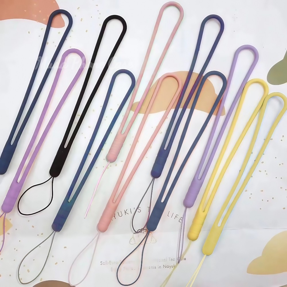 ซิลิโคน Lanyards ป้องกันการลื่นไถล กันน้ำ ไม่หักง่าย หลายสี อุปกรณ์เสริมสำหรับโทรศัพท์ เหมาะสำหรับกรณีโทรศัพท์ทั้งหมด