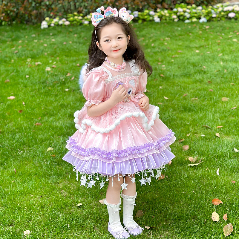 [คลังสินค้าพร้อม] Girls Ling Nabel Pink Dress ชุดเจ้าหญิงเด็กผู้หญิง ชุดการแสดงเด็ก ขนาด 100-150 X250707 ราคา ถูกที่สุด ดีลบีเคเค แกลเลอรีภาพที่ 4