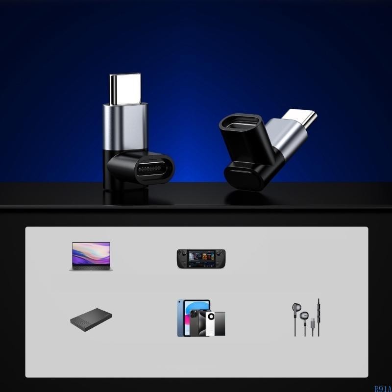 อะแดปเตอร์ Type C 90 องศา Type C 3.2 Gen2 ความเข้ากันได้กว้างพร้อมอุปกรณ์ต่างๆ