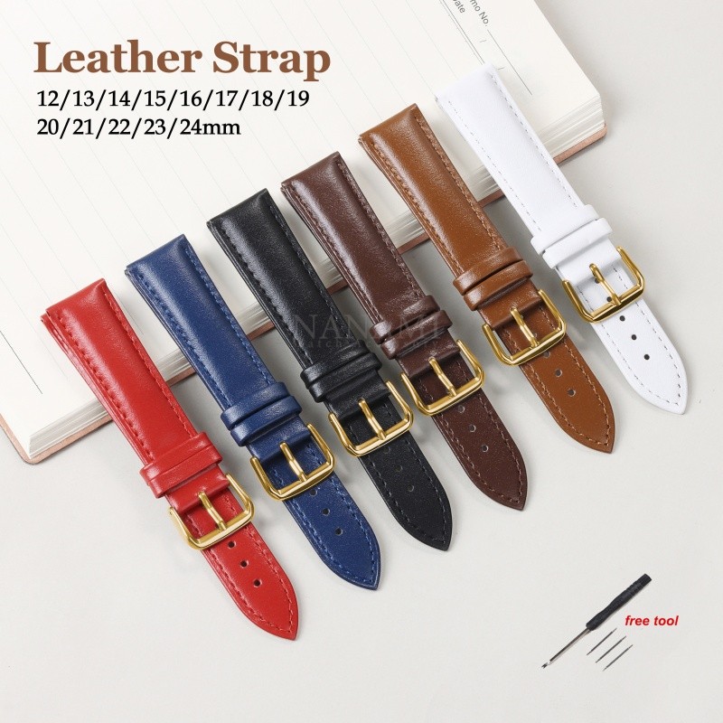 12-24มิลลิเมตรสากลสายนาฬิกาหนังแท้นุ่มหนังลูกวัวธรรมดานาฬิกาวงผู้หญิงผู้ชายธุรกิจสร้อยข้อมือ12 13 14 15 16 17 18 19 20 21 22 23 24มิลลิเ