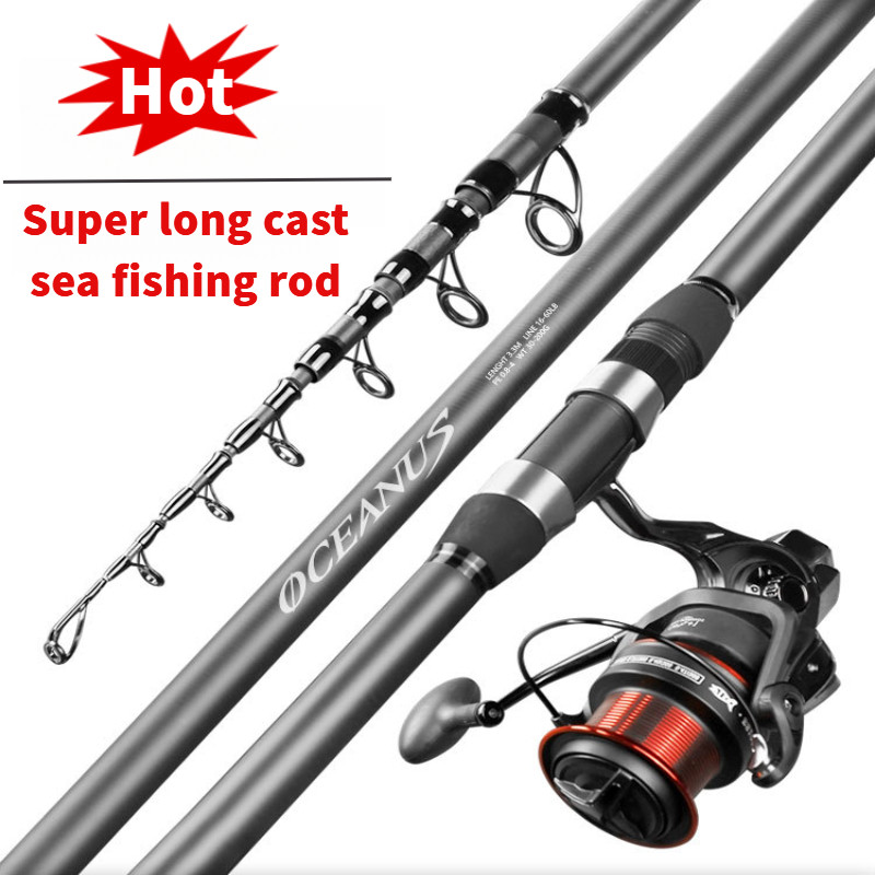เบ็ดตกปลาทะเล 2.1-3.6M ยาวโยน Rod Ultra-light ชุด Sea Rod แบบพกพา Telescopic Sea Fishing Rod