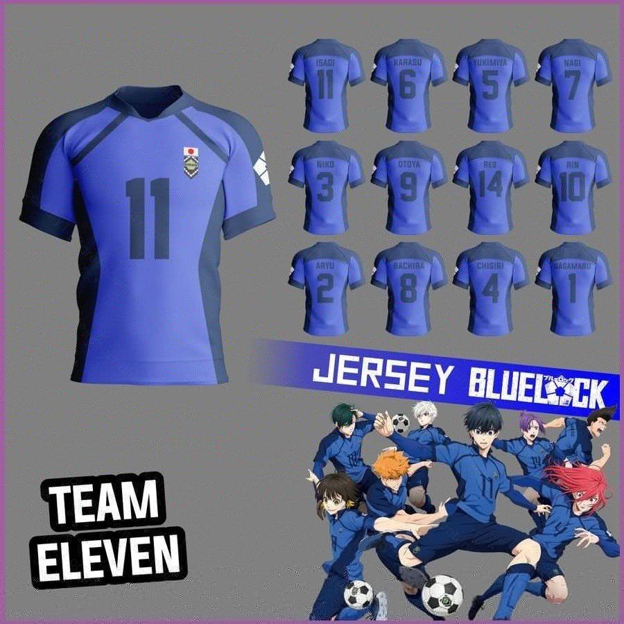 เสื้อยืดอะนิเมะคอสเพลย์ Blue Lock Team Eleven Isagi Yoichi แขนสั้นพิมพ์ลาย 3D