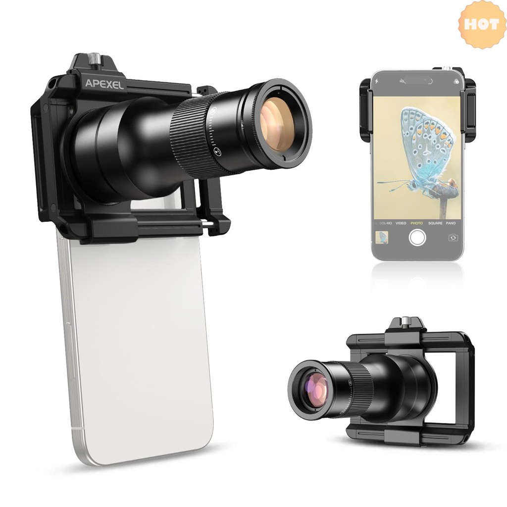 [2025 Super Sale]APEEXEL APL-TM6 โทรศัพท์มือถือ Telephoto Macro Lens Kit 6X เลนส์เทเลโฟโต้ + เลนส์มา
