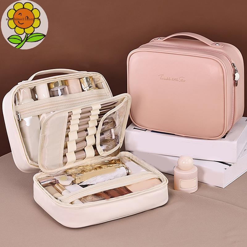 SUNSHOP แบบพกพาความจุขนาดใหญ่กระเป๋าเครื่องสําอางอเนกประสงค์อิสระแยกกระเป๋าเก็บแต่งหน้าความงามสูงอินเทรนด์กระเป๋าเก็บเครื่องสําอาง TH