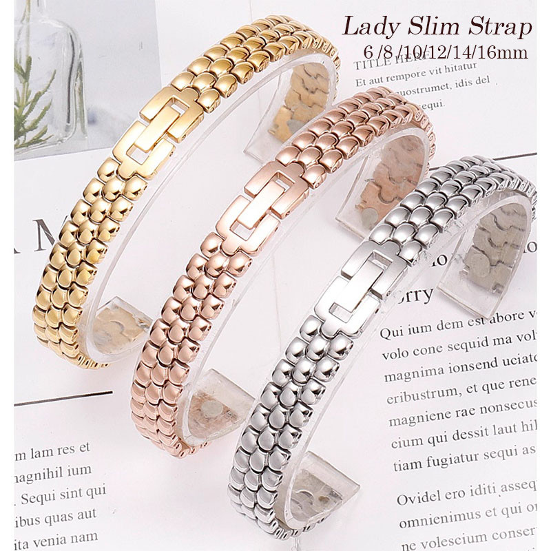 ขนาดเล็กเลดี้บางสายนาฬิกาสร้อยข้อมือสแตนเลสแข็ง6มิลลิเมตร8มิลลิเมตร10มิลลิเมตร12มิลลิเมตร14มิลลิเมตร16มิลลิเมตรหรูหราผู้หญิงเงาเครื่องประดับโลหะสายนาฬิกาข้อมือสําหรับ โลลา ดอกกุหลาบ สําหรับdwข้อมื
