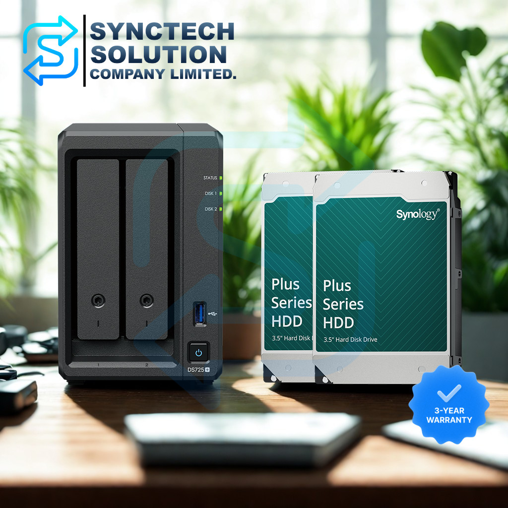 DS725+ Combo Set พร้อม Synology HDD ขนาด 4TB/6TB/8TB/12TB/16TB จำนวน 2 ลูก