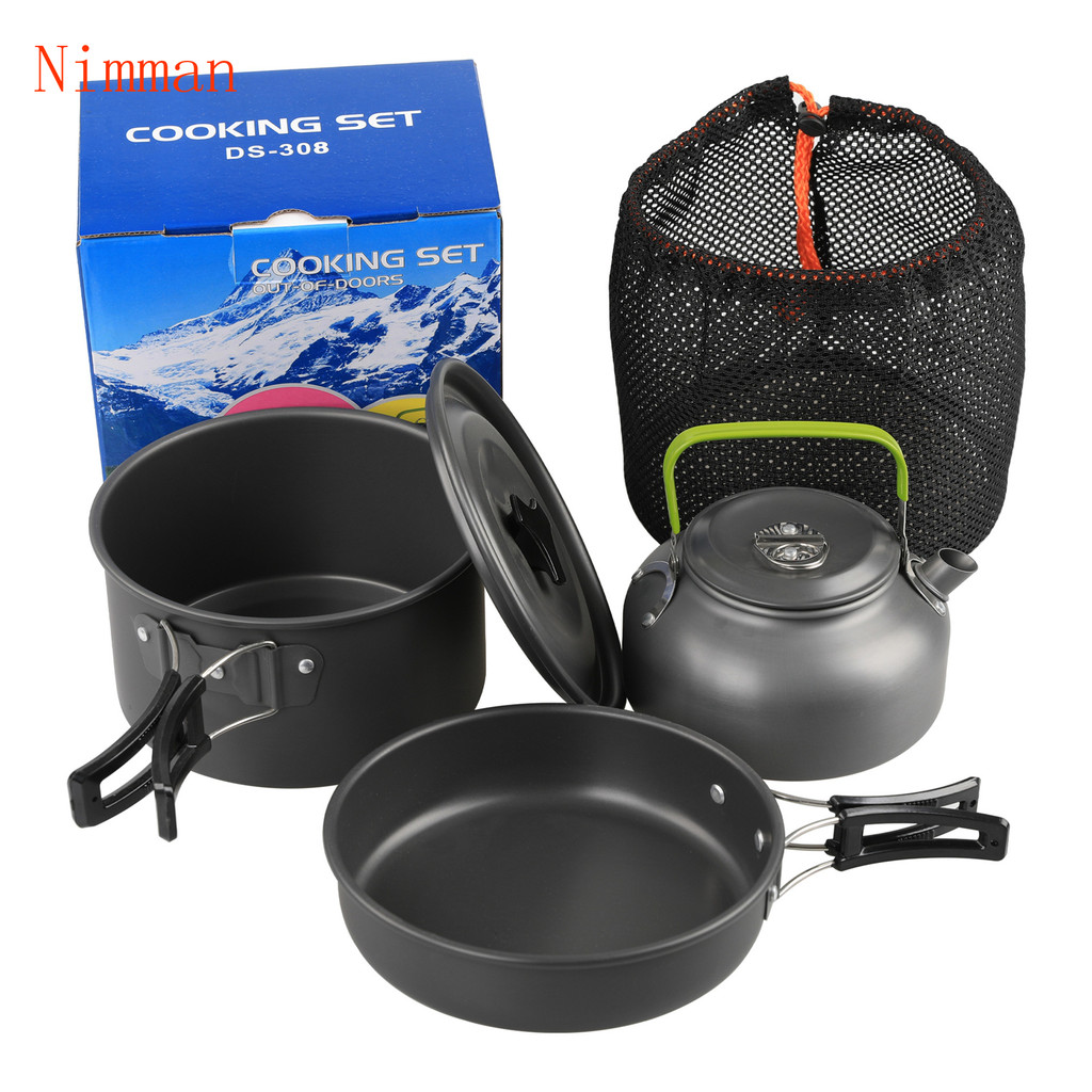 【ได้รับใน 1-3 วัน 🔥】1เซ็ตกลางแจ้งตั้งแคมป์ชุดเครื่องครัวชุดทําอาหารกลางแจ้งอุปกรณ์อลูมิเนียมกลางแจ้งหม้อเดินทางบนโต๊ะอาหารครัวเดินป่าปิกนิกบาร์บีคิว