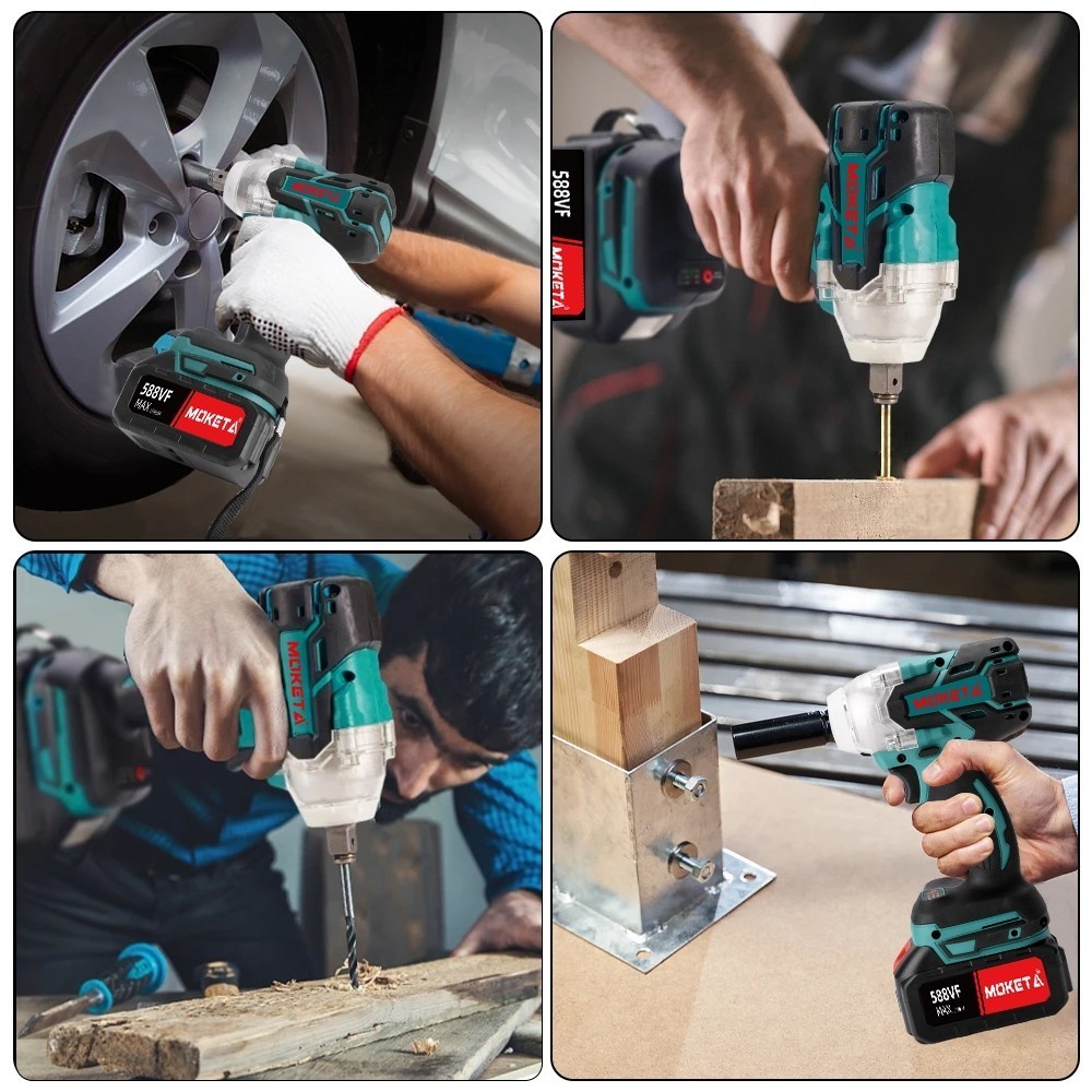 MOKETA 800nm บล็อกแบต บล็อกไฟฟ้าไร้สาย 800N.M 588V สามารถเพิ่มดอกสว่านได้ Brushless Electric Wrench แบต2ก้อน แรงบิด - รูปที่ 7